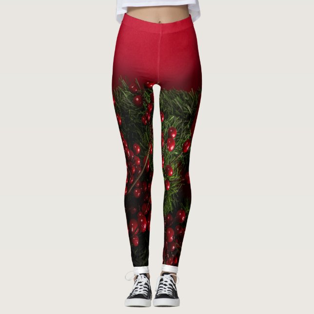julkrans med röda bär leggings (Framsida)