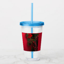 julkrans med röda bär take away mugg