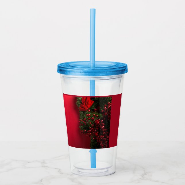 julkrans med röda bär         take away mugg (Framsida)