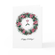 Julkrans med rosa poinsettia