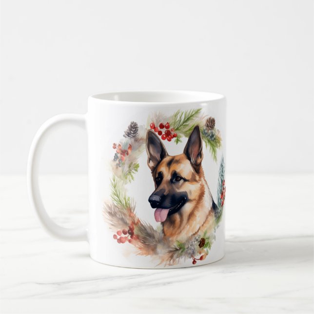 Julkrans med schäferhund Festig Valp Kaffemugg (Vänster)