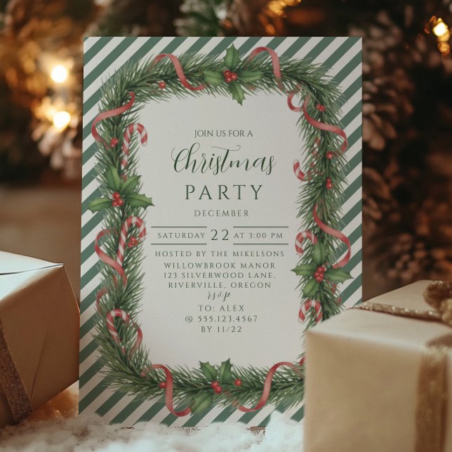 Julkrans med sockerrör jul inbjudningar (Skapare uppladdad)
