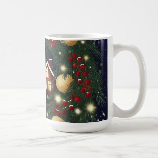 Julkrans med tallgrenar kaffemugg (Höger)