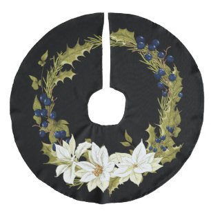 Julkrans med vackra vita blommor julgransmatta fusklinne
