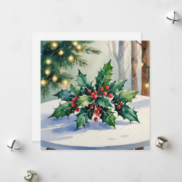 Julkrans Miste Glad Jul Vattenfärgskort Julkort