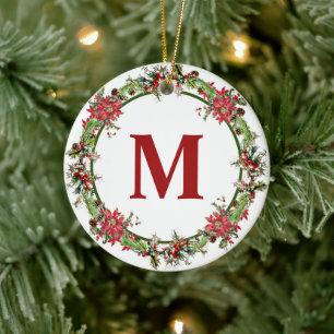 Julkrans monogram julgransprydnad keramik