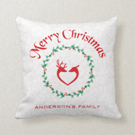 Julkrans och hjärtformad Hjort Kudde