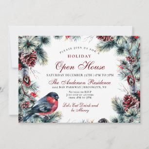 Julkrans och rödfågel Helgdag Open House Inbjudningar