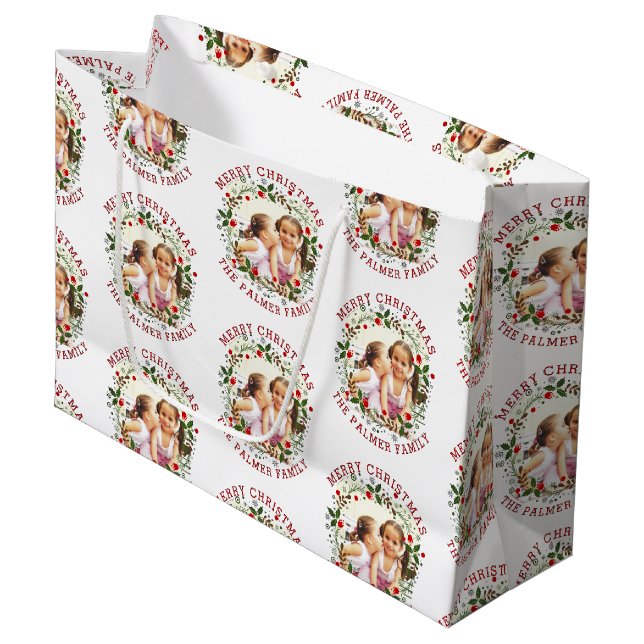 Julkrans och rödfoto på God jul (Framsidan Vinklad)