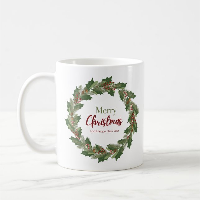 Julkrans och typsnitt | God Jul Mugg  (Vänster)