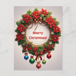 Julkrans 🎄✨Poinsettia Gylden Elegant Glans Vykort