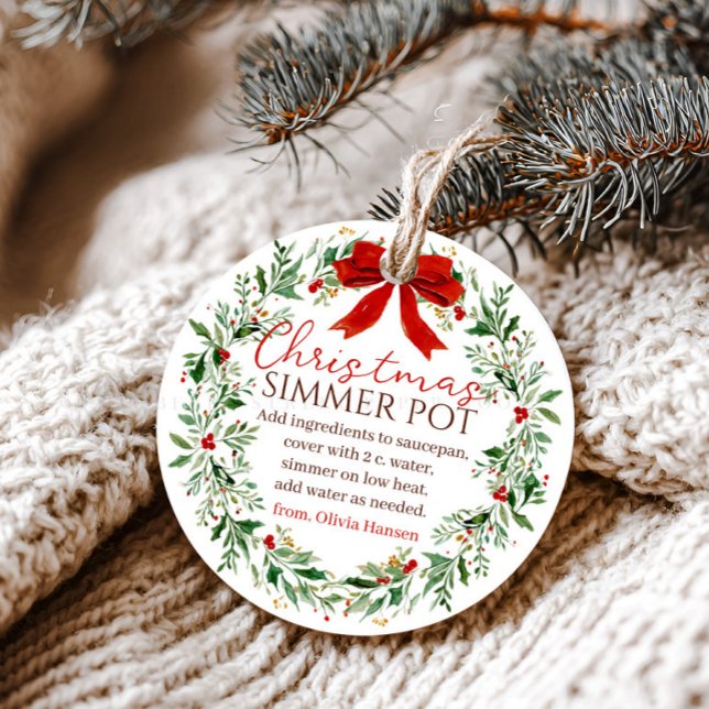 Julkrans Röd Båge Simmerande Potpourri  Gåvor Etiketter (Skapare uppladdad)