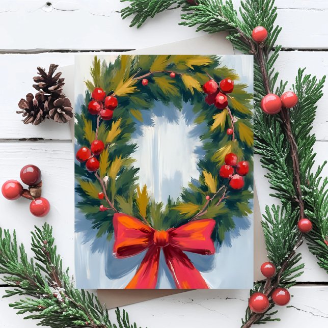 Julkrans Röd Slinga Helg Vykort (Skapare uppladdad)