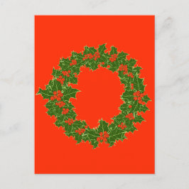 Julkrans röda bär och gröna blad vykort