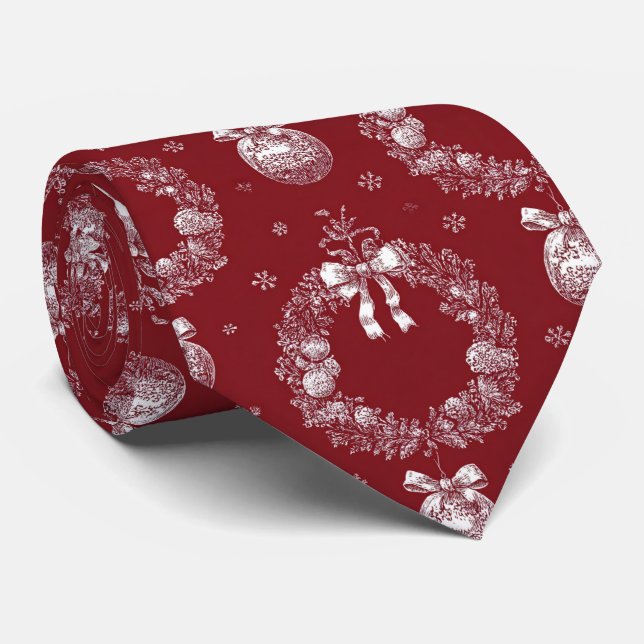 Julkrans Toile på djupröd Slips (Rullad)
