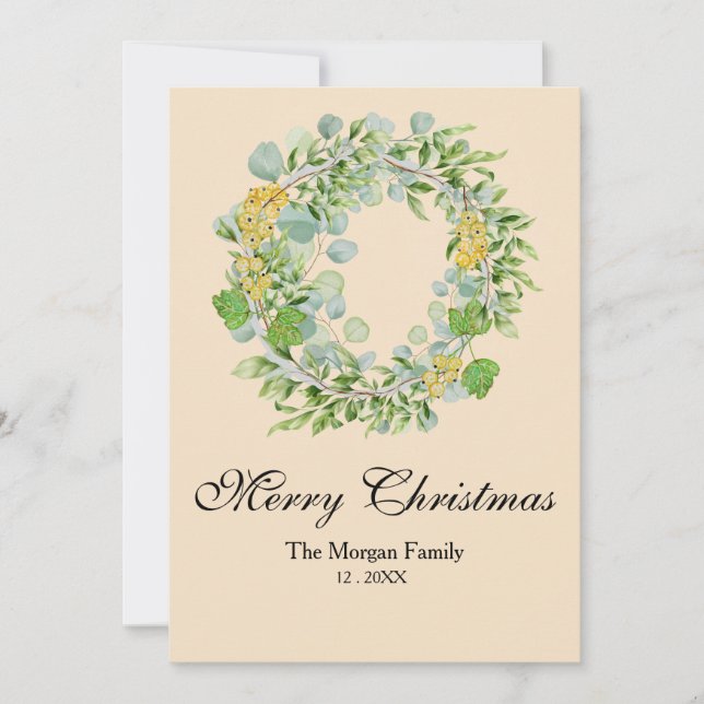 Julkrans Vattenfärg Julkort (Framsida)