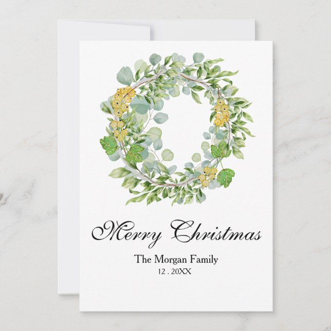 Julkrans Vattenfärg Julkort (Framsida)