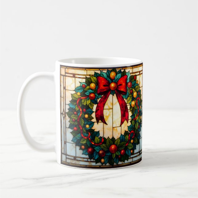 Julkransbåge i glasmålningstil kaffemugg (Vänster)
