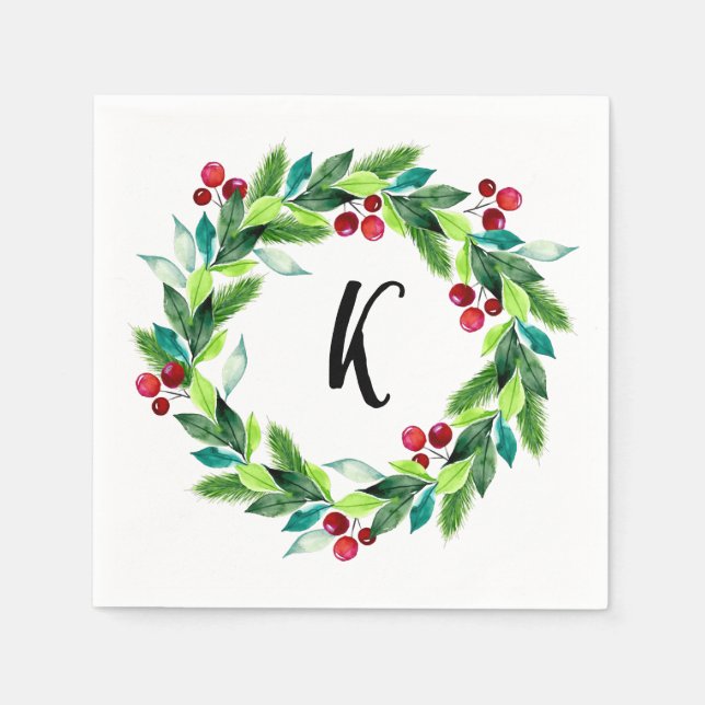 Julkransbär Monogram Pappersservett (Framsidan)