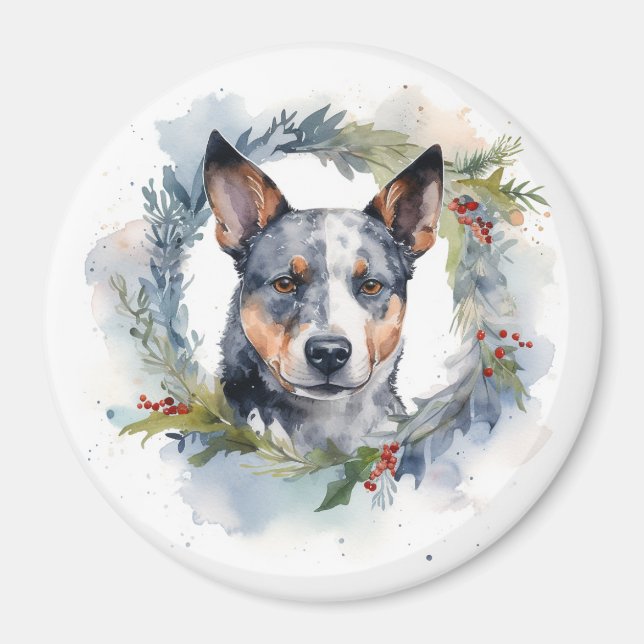 Julkransfestlig valp av Blue Heeler-ras Magnet (Framsidan)