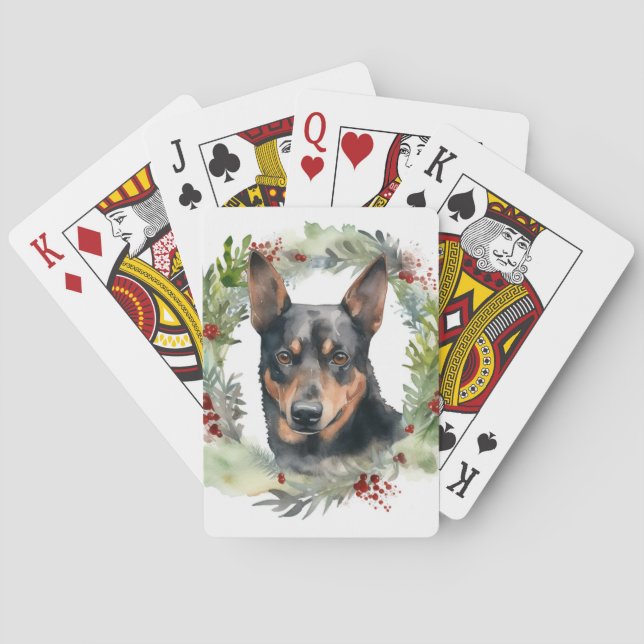 Julkransfirande Australisk Kelpie Valp Casinokort (Baksidan)