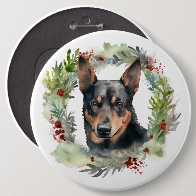 Julkransfirande Australisk Kelpie Valp Knapp (Framsida & baksida)
