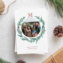 Julkranskort med monogram och foto