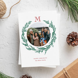 Julkranskort med monogram och foto julkort