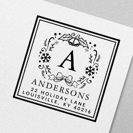 Julkransmonogram Vinter Semesteradress Självfärgande Stämpel