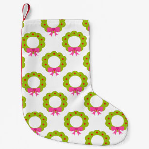 Julkransmönster – Rosa band juldesign Liten Julstrumpa