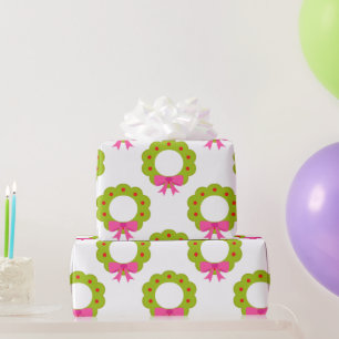 Julkransmönster – Rosa band juldesign Presentpapper
