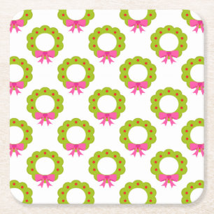Julkransmönster – Rosa slinga Holiday-design Underlägg Papper Kvadrat