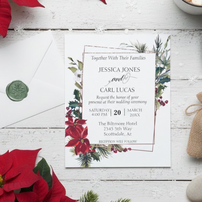 Julkransram av Poinsettia för vintern Budget Flygblad (Skapare uppladdad)