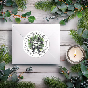 Julkransslinga God Jul Returadress Runt Klistermärke