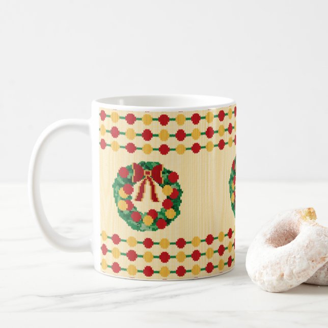 Julkransstickad Kaffemugg (Med munk)