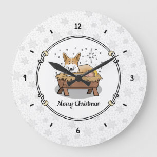 Julkreativitet Pembroke Welsh Corgi (röd1) Roligt Stor Klocka