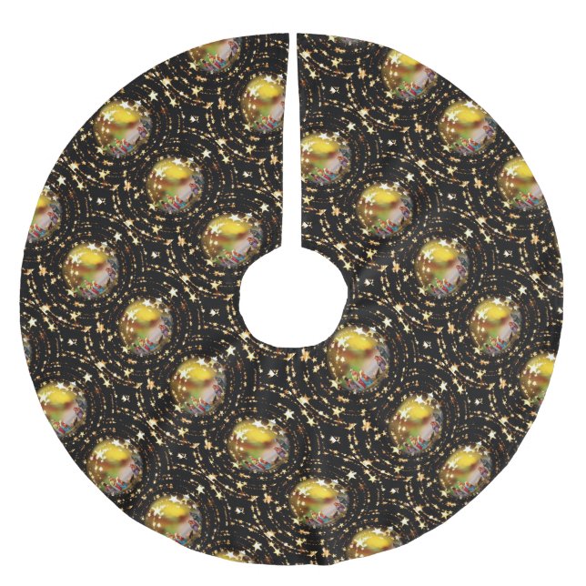 Julkritiker Scene Baubles Star Mönster Julgransmatta Borstad Polyester (Framsidan)