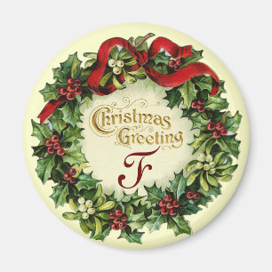 JULKRONA MED MISTLETOES OCH JÄRNEKBÄR MAGNET