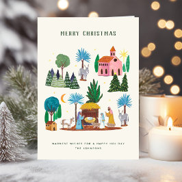 Julkrubba Ecru Handritad God Jul Helgkort
