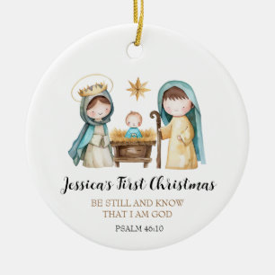 Julkrubba för Jesus födelsescen Bibelvers Första j Julgransprydnad Keramik