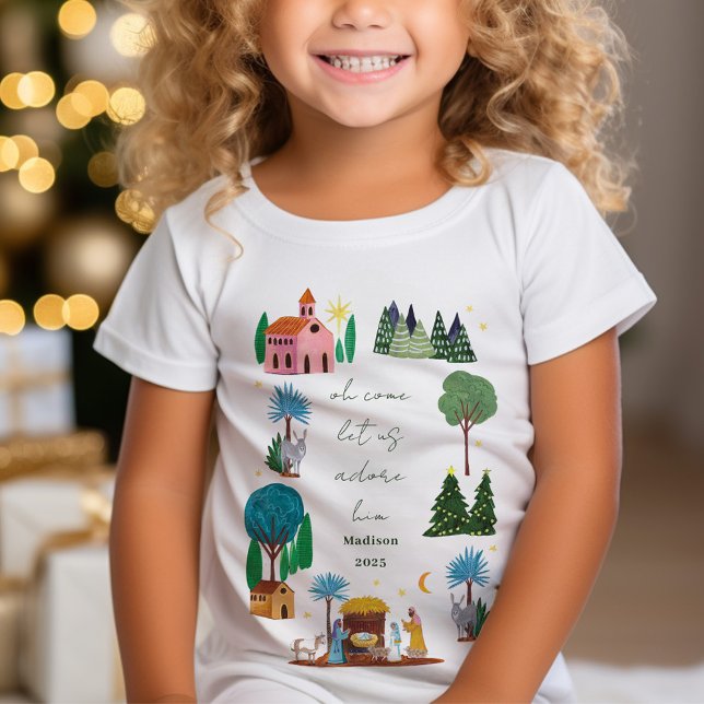Julkrubba för religiösa julfirande t shirt (Religious Christmas Nativity Scene T-Shirt)