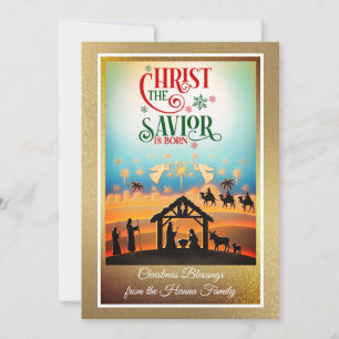 Julkrubba "God Jul & Gott Nytt År" Julkort