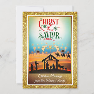 Julkrubba "God Jul & Gott Nytt År" Julkort