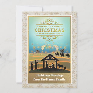 Julkrubba "God Jul & Gott Nytt År" Julkort