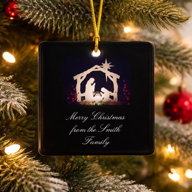 Julkrubba God Jul Keramisk Ornament (Skapare uppladdad)