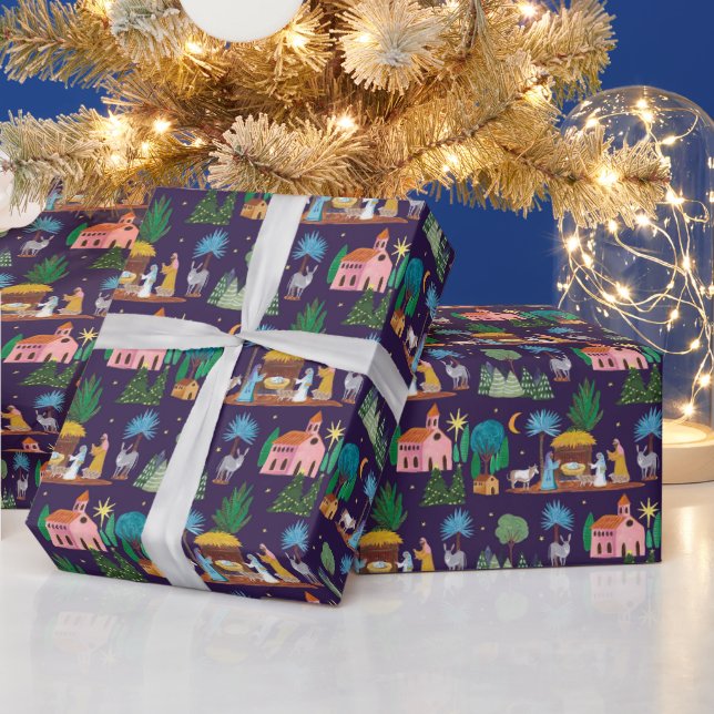 Julkrubba Handritad jul Presentpapper (Helgdagar)