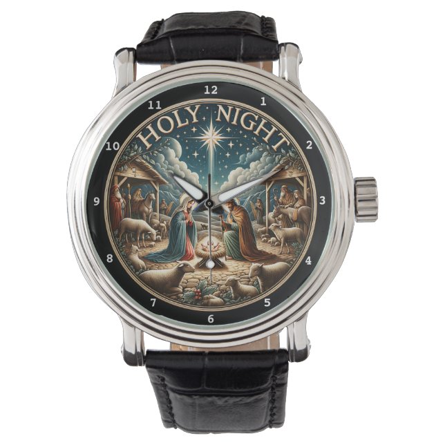 Julkrubba Helig Natt Dekorativ Armbandsur (Framsida)