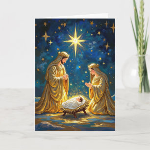 Julkrubba i guld kort