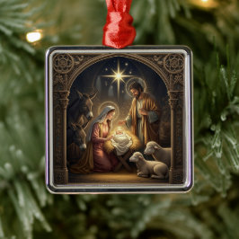 Julkrubba i klassisk stil julgransprydnad metall