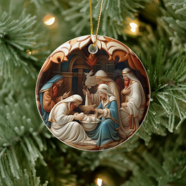 Julkrubba Keramisk Rund Juldekoration (Träd)